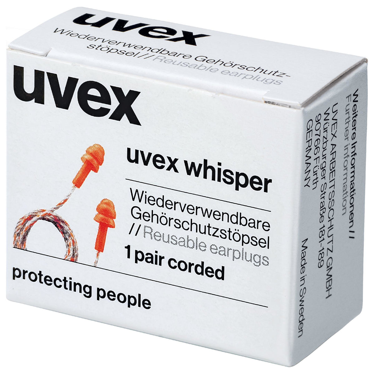 Uvex 2111201 Mehrweg-Ohrstöpsel – SNR 23 dB – mit Kordel – Grau/Orange – 50 Paar