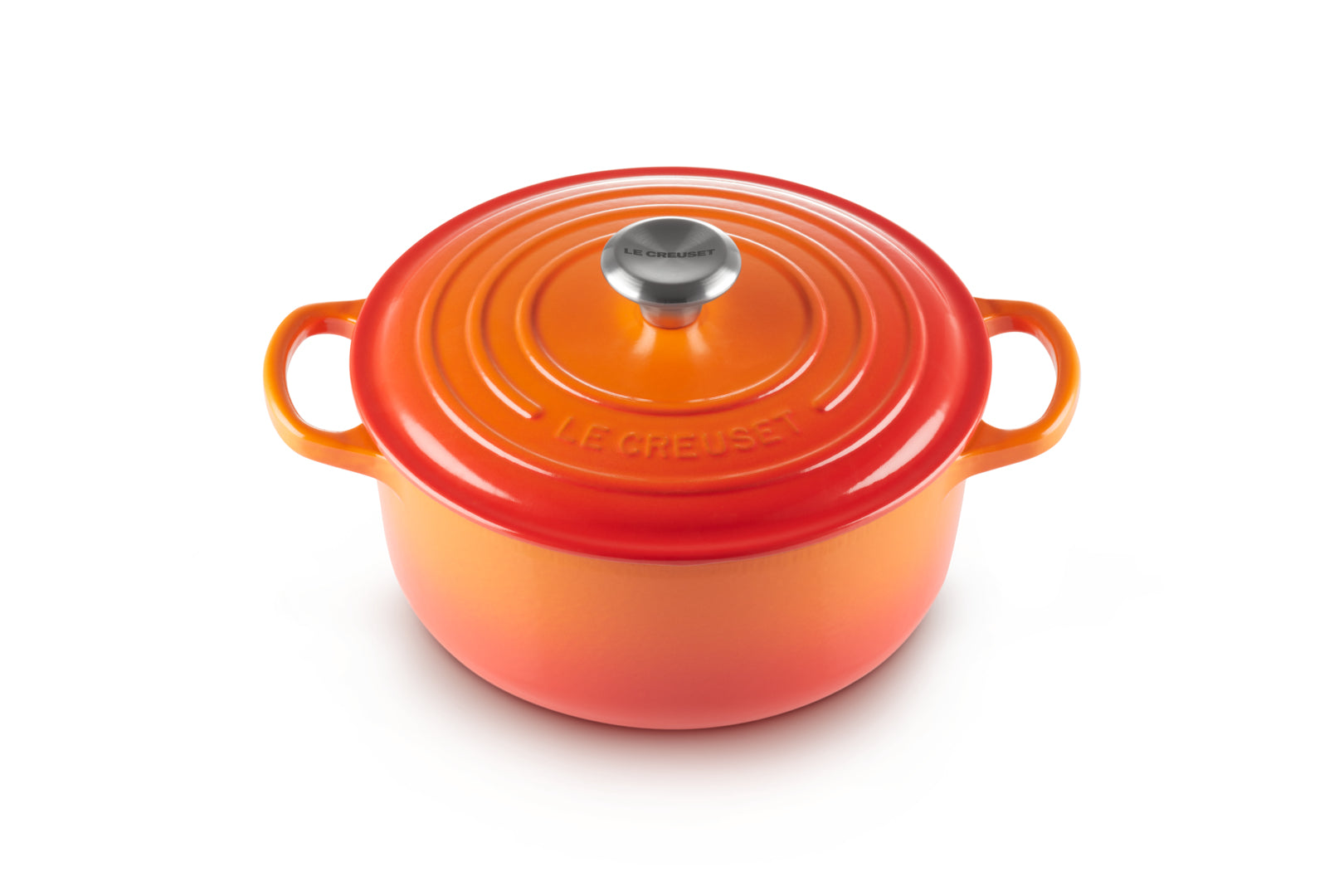 Le Creuset Kochtopf Signature – 3,3 l, Ø 22 cm, Gusseisen, Emaille, für Induktion, Gas, Glaskeramik, Orange