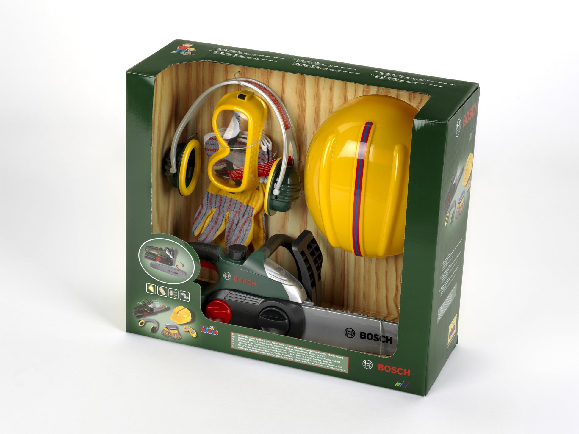 Theo Klein Kettensäge-Spielset – Handwerker – Geräuscheffekt, 37 cm – ab 3 J. – Kunststoff – Gelb/Grün