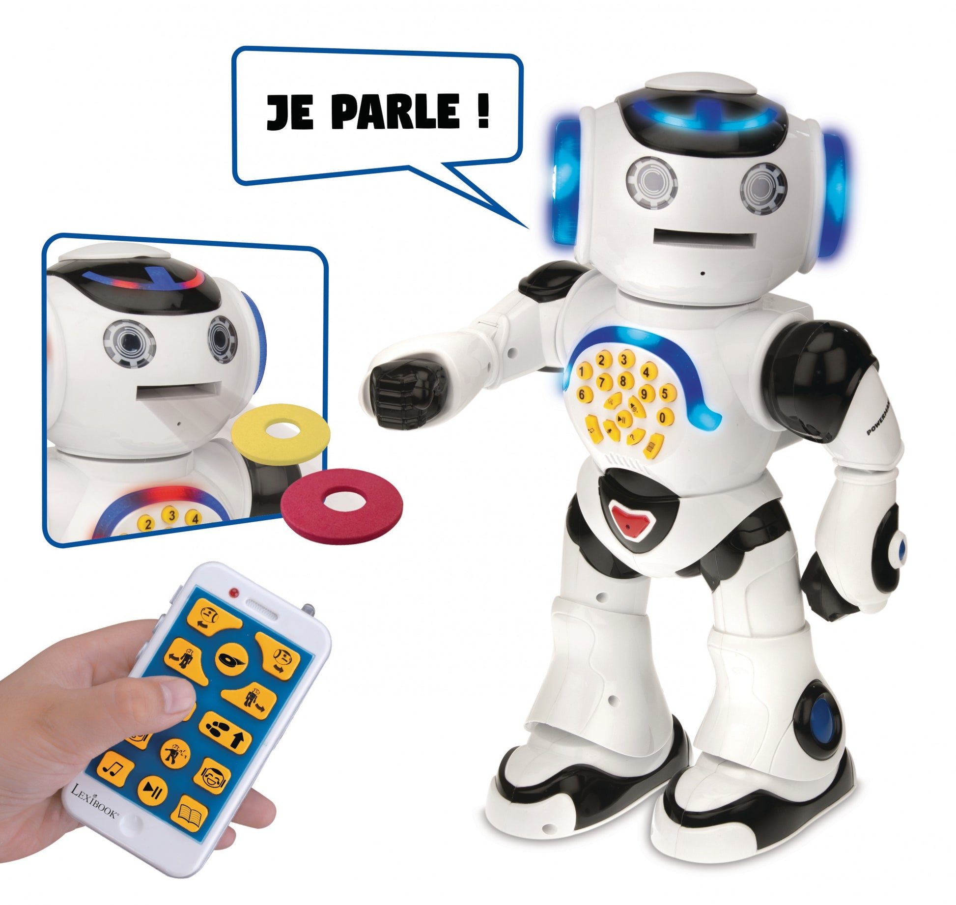 Lexibook Bildungsfördernder Roboter – Powerman, Sprachfunktion, Geräuschefunktion, Französisch, ab 4 Jahren