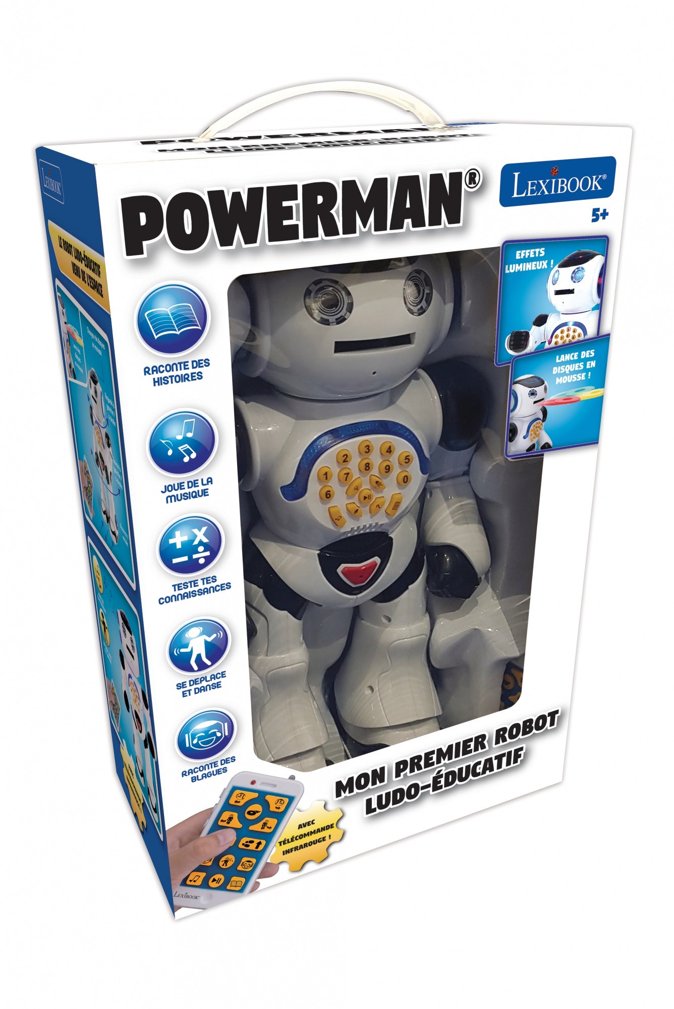 Lexibook Bildungsfördernder Roboter – Powerman, Sprachfunktion, Geräuschefunktion, Französisch, ab 4 Jahren