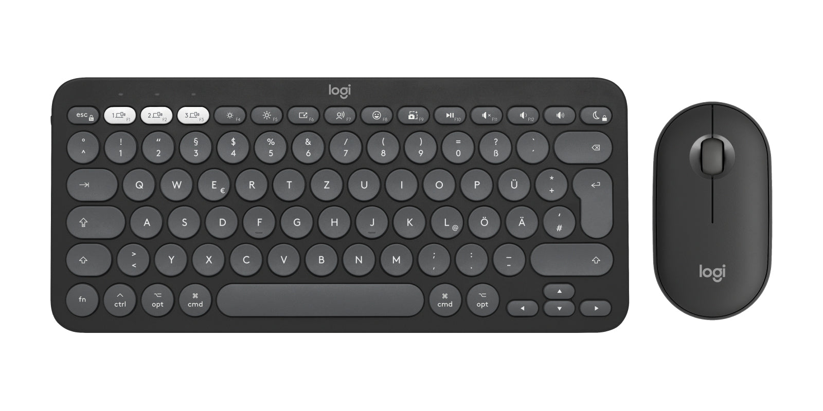 Logitech Pebble 2 Combo – Tastatur, kabellos (Bluetooth), DE-Layout (DE), Grau – für macOS