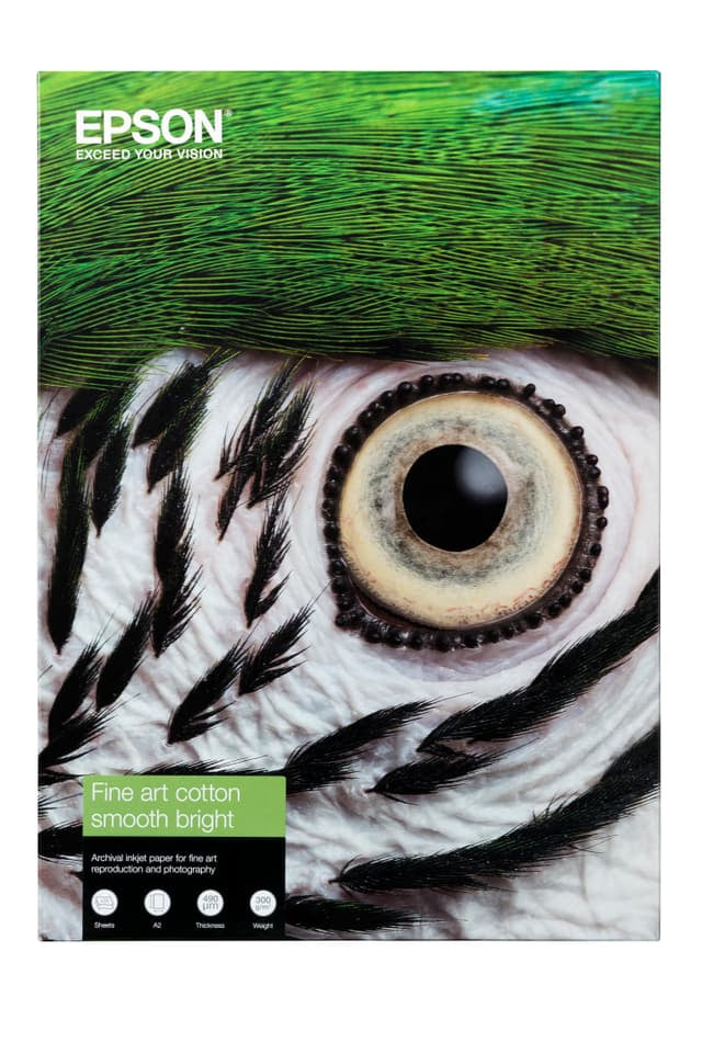 Epson Fine Art Cotton Smooth Bright II Fotopapier – weich, A3+, 25 Blatt