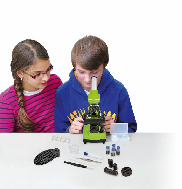 Bresser Optics Bresser Junior – Mikroskop-Bausatz – Schülermikroskop, 40–1600×, LED-Beleuchtung, ab 8 Jahren