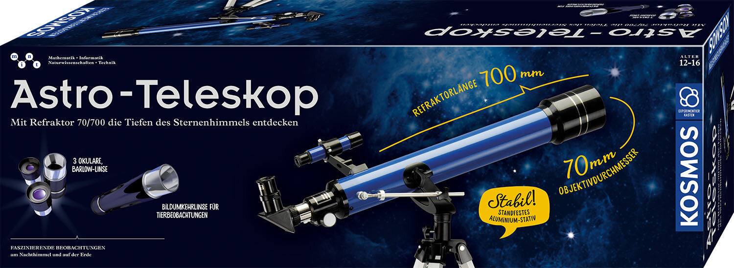 Kosmos Teleskop – Astro, Durchmesser 70 mm, Brennweite 700 mm, 175× Vergrösserung, 12–14 Jahre