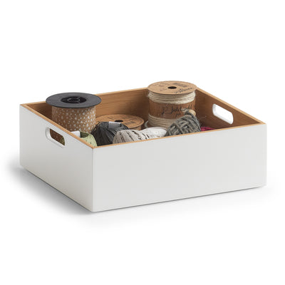 Zeller Present Aufbewahrungsbox – Bambus – Weiss – mit Griff – 300 × 105 × 270 mm