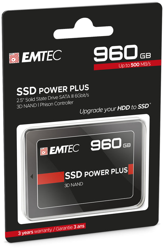 Emtec X150 – 960 GB 2,5" SATA III SSD, 520 MB/s Lesen, 500 MB/s Schreiben