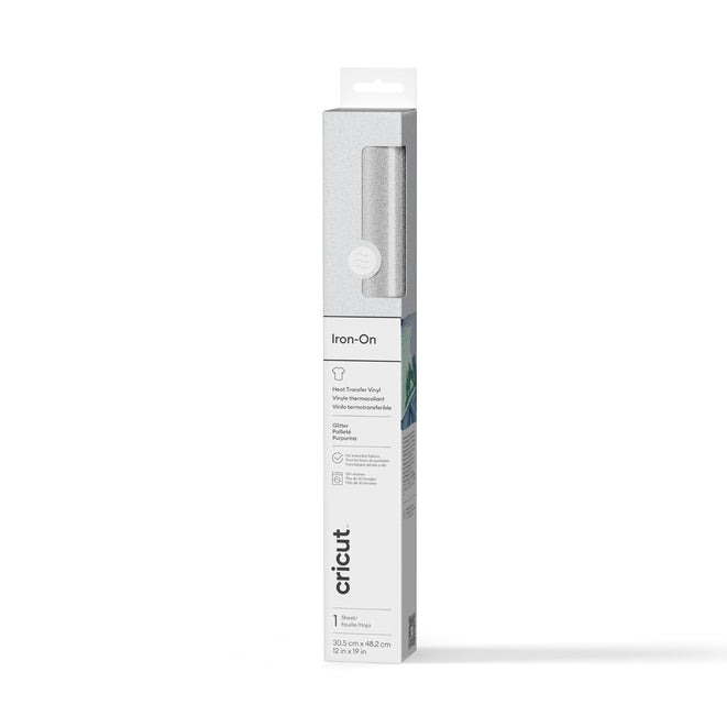 Cricut Aufbügelfolie (HTV), Weiss, Glitzer, 30,5 cm × 48,3 cm, 1 Rolle, für Cricut Maker und Cricut Explore