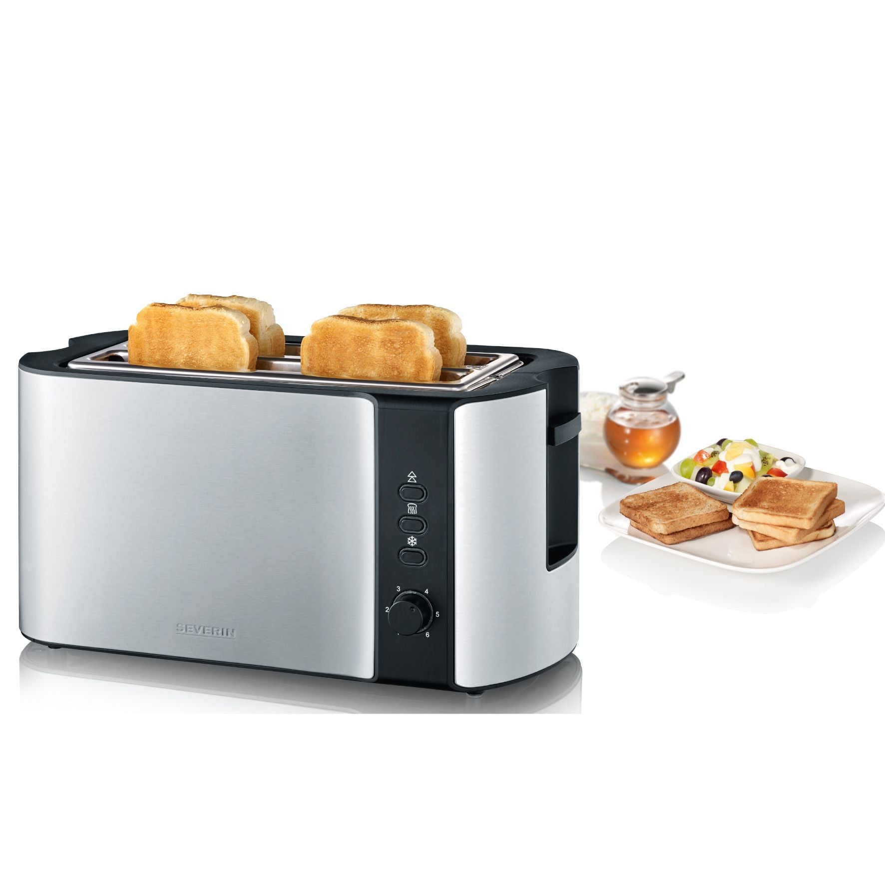 Severin Toaster AT 2590 – 2 Scheiben, 1400 W – schwarz/edelstahl