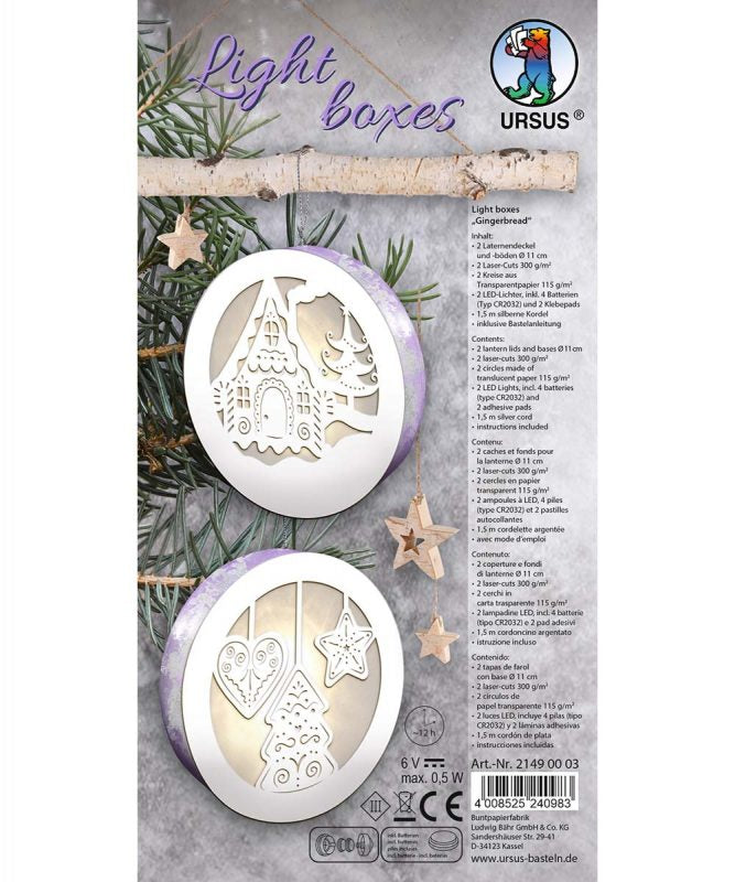 URSUS Light Boxes Gingerbread – Bastelset – Ø 11 cm – 2-teilig