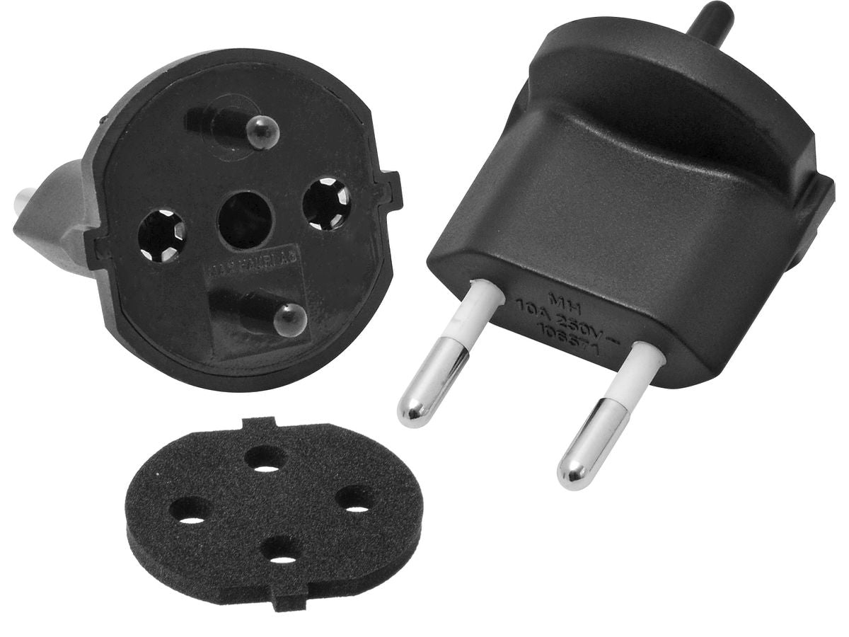 Max Hauri AG Fixadapter Konturenstecker CEE 7/17 zu Typ 11 – 10 A, 230 V, 2-polig, mit Dichtung