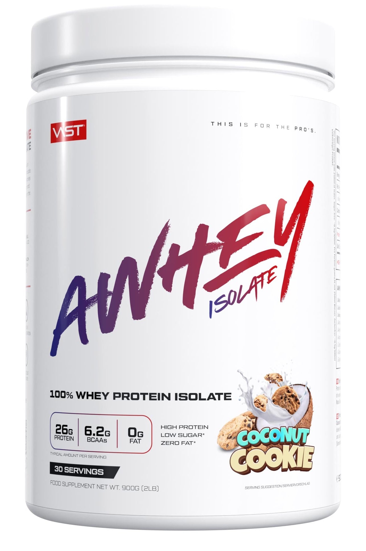 VAST Sports Whey Protein Isolat Pulver Kokosnuss Cookie – 900 g