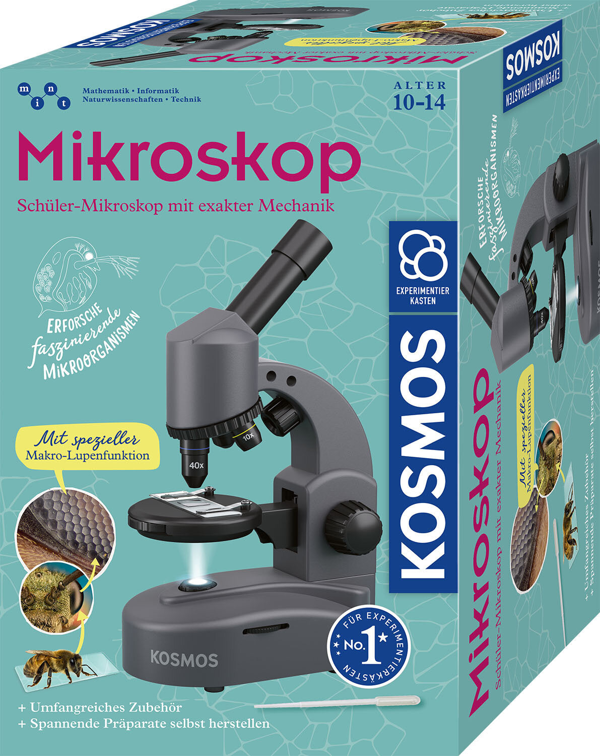 Kosmos Mikroskop-Bausatz, bis zu 400×, LED-Beleuchtung, ab 10 Jahren
