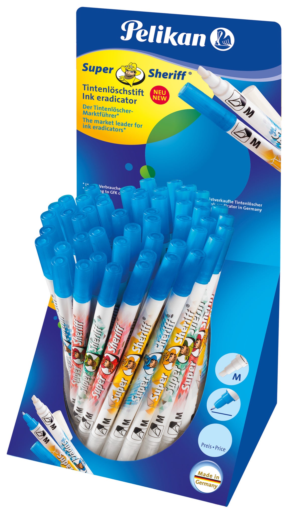 Pelikan Tintenlöscher Super Sheriff 258M – Pinsel – Blau – Display 50 Stk.