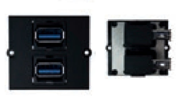 Bachmann Einbausteckdosenleiste, 2×USB-A, Einbau, 90° seitlicher Abgang – schwarz/silber