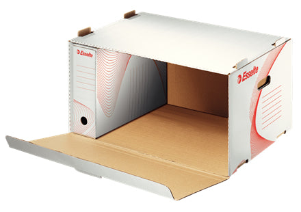 Esselte Aufbewahrungsbox A4 – für 6 Archiv-Schachteln à 80 mm oder 5 à 100 mm, mit Frontklappe, 10er Pack