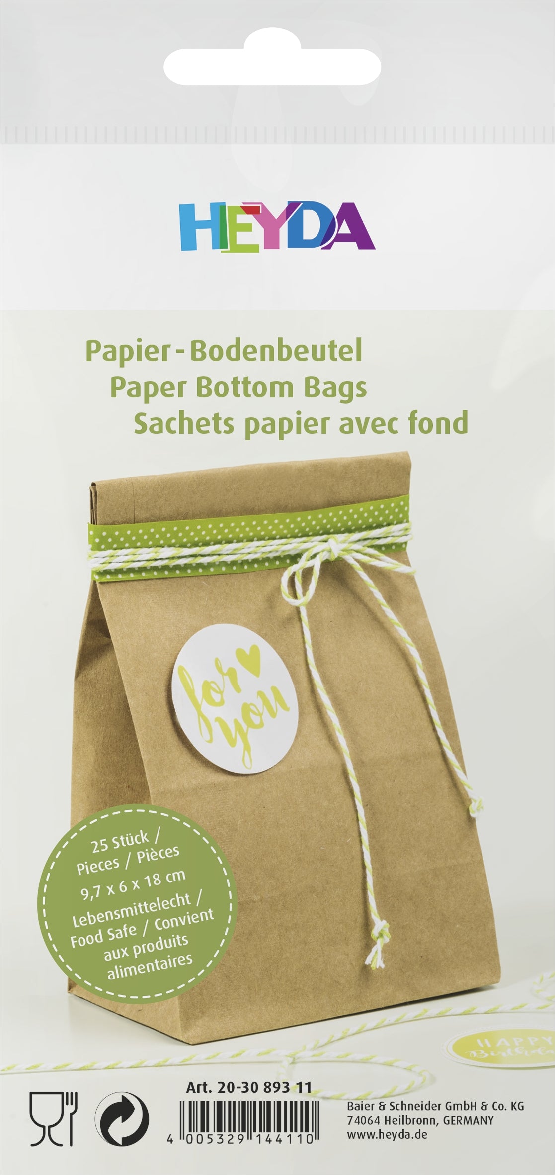 KNORR prandell Adventskalender-Geschenktüten-Set – 10 × 5,5 × 17,5 cm, Papier, Natur, 203089311, 25 Stück