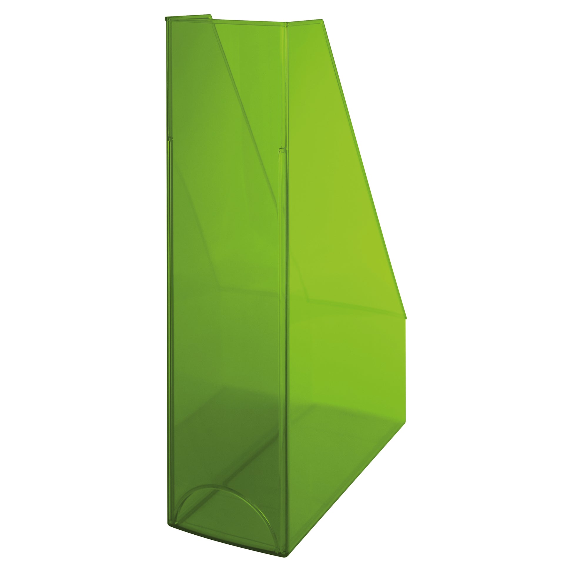 Helit Stehsammler – Kunststoff, mit Beschriftungsfeld, grün transparent, 240×85×322 mm