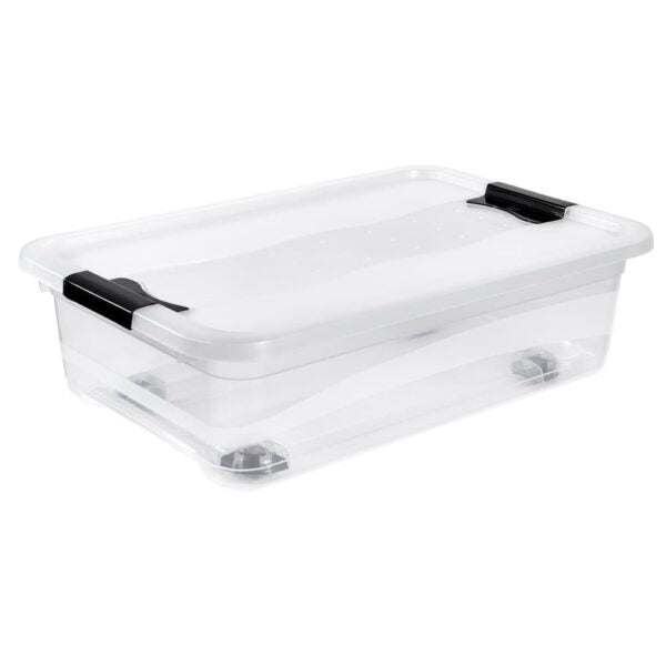 keeeper Aufbewahrungsbox 28 l (mit Deckel) – Polypropylen – transparent – 395 × 180 × 595 mm