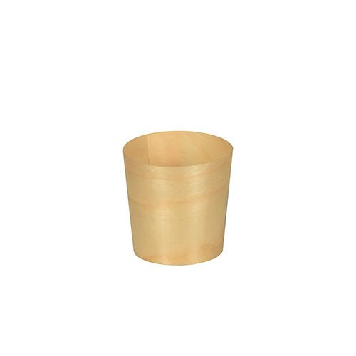 Papstar Fingerfood-Schale, Holz (Kiefer), rund – Ø 4,5 cm, H 4,5 cm – 50 Stk.