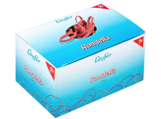 Laufer RONDELLA Läufer Gummibänder – 4 × 80 mm, Ø 50 mm, rot, Naturkautschuk, 1’000 g
