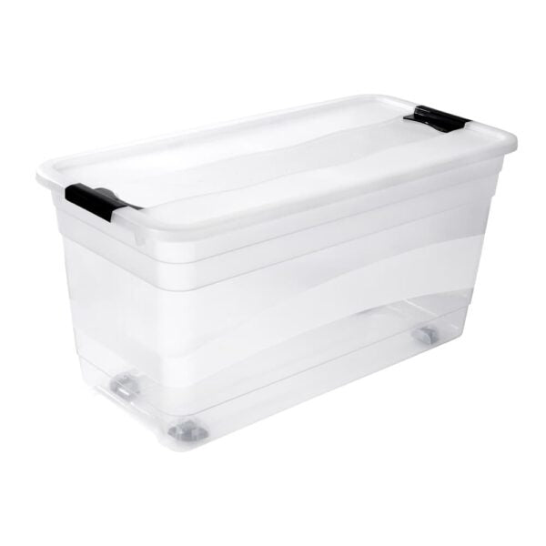 keeeper Konrad Aufbewahrungsbox 83 l (mit Deckel) – Polypropylen (PP) – Transparent – Stapelbar, Verriegelung