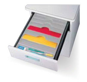 PaperFlow Schubladenelement – 6 Fächer, Grau, Polystyrol (PS), B 327 × H 92 × T 457 mm