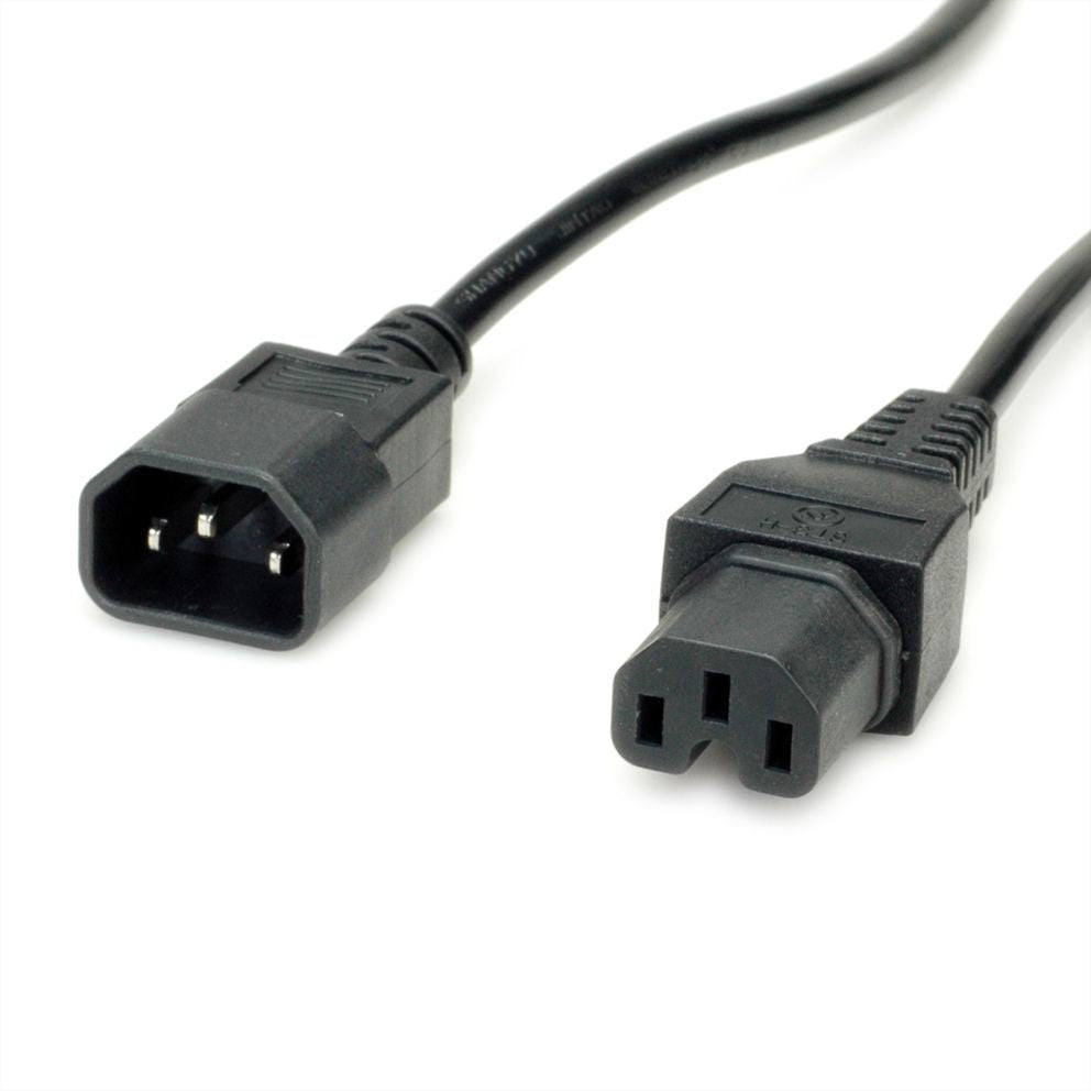 VALUE Netzkabel – IEC C14 zu IEC C15, 3 m, 250 V/10 A, schwarz