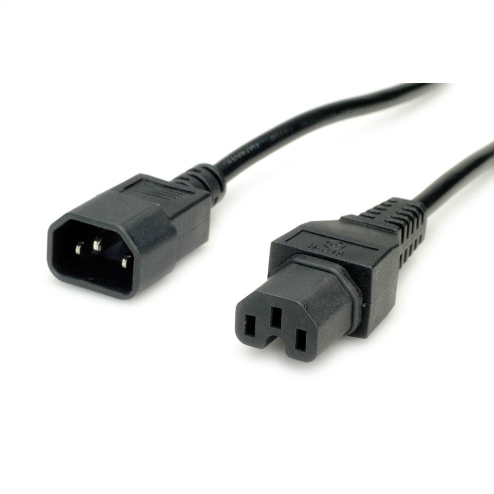 VALUE Netzkabel – IEC C14 zu IEC C15, 3 m, 250 V/10 A, schwarz