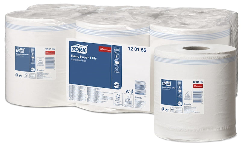 Tork Wischtuchrolle M-Tork Basic – 1-lagig – 20 cm × 300 m – für M2 – weiss – 6 Rollen