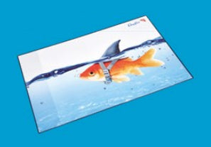 Laufer Läufer – Schreibtischunterlage Goldhai – 530 × 400 mm, Kunststoff, Mehrfarbig, Rutschfest
