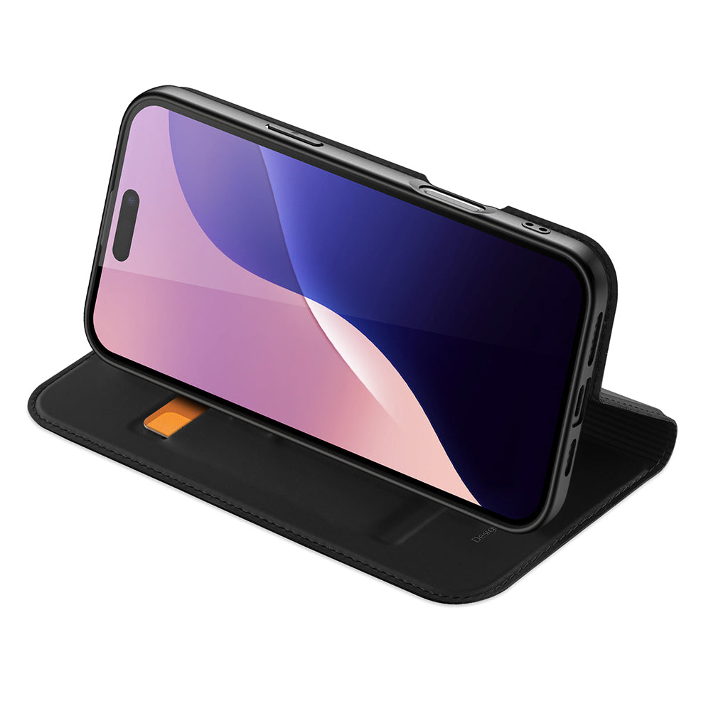 nevox Vario Series Wallethülle – für Apple iPhone 16 Pro Max, mit Ständer, 1 Kartenfach, PU+TPU, Schwarz