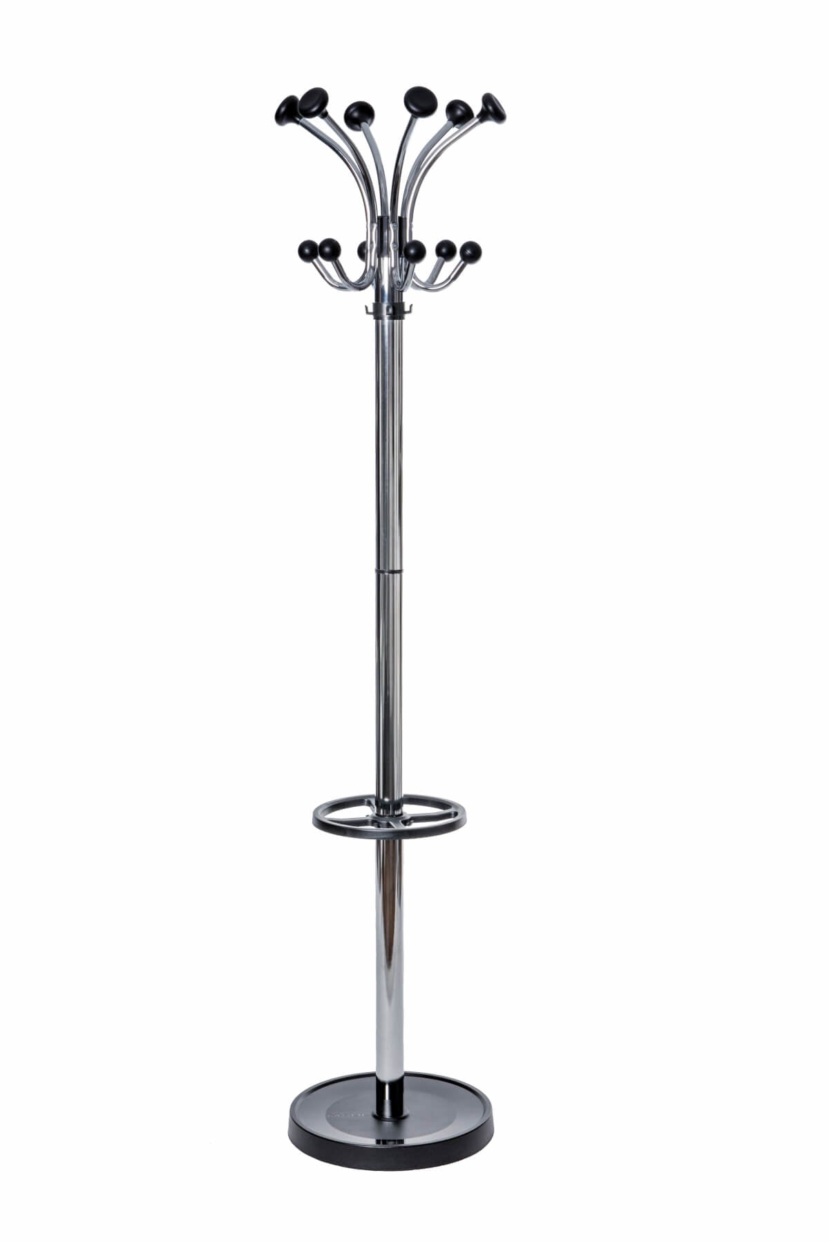 MAUL Nebula Garderobenständer (mit Schirmhalter) – Stahl – Silber – 1'775 mm