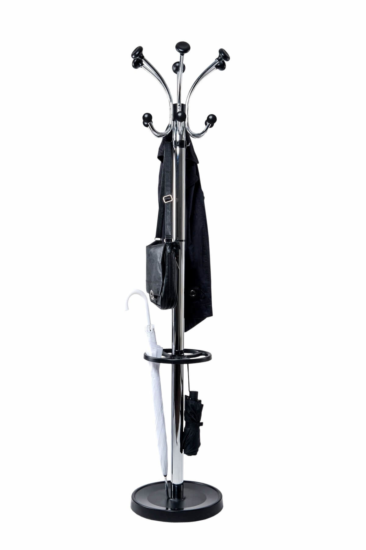 MAUL Nebula Garderobenständer (mit Schirmhalter) – Stahl – Silber – 1'775 mm