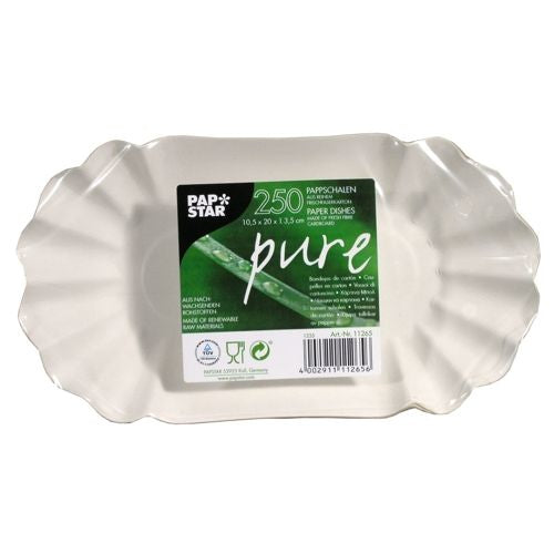 Papstar Teller, Papier/Karton, oval – 20 × 10,5 cm, weiss – FSC – 250 Stk.