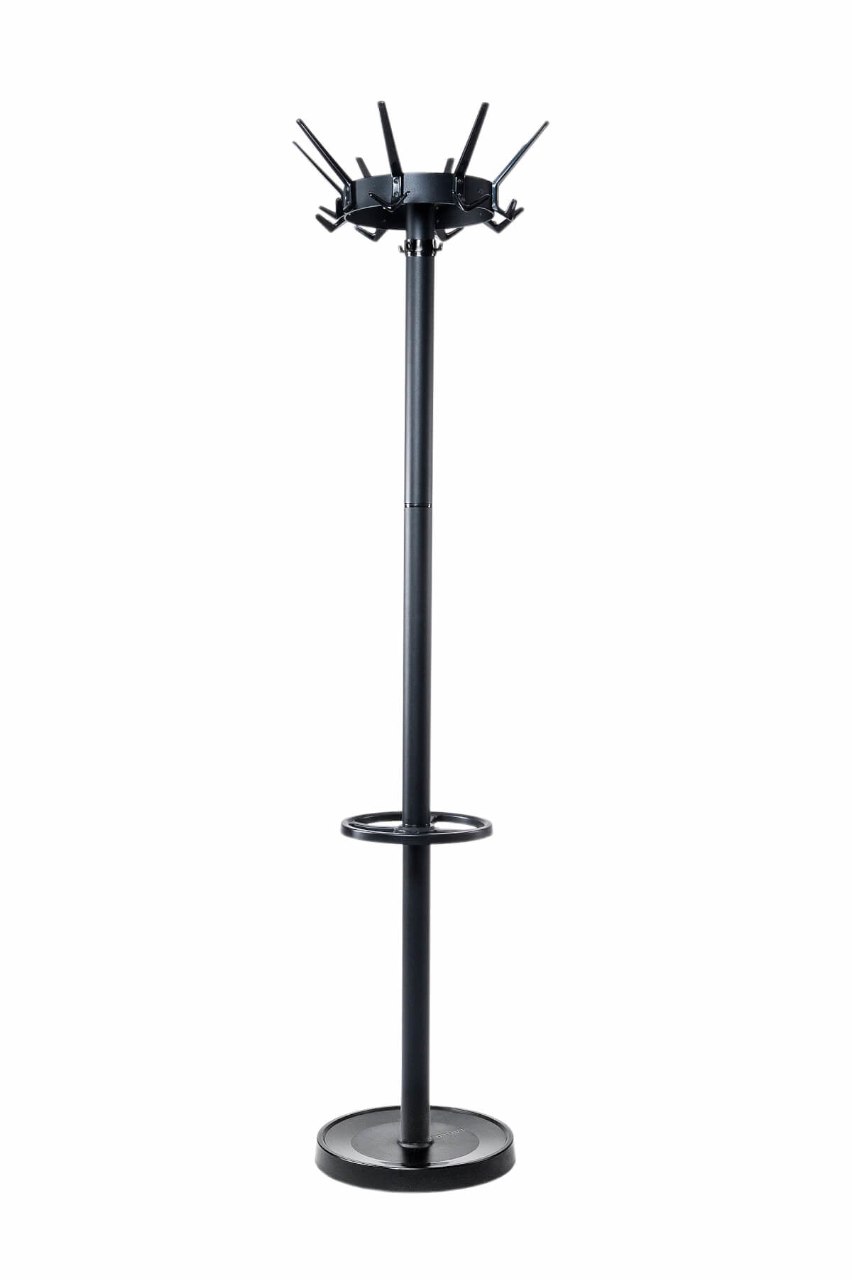 MAUL Caligo 9408090 Garderobenständer (mit Schirmhalter) – Edelstahl – Schwarz – 32 Haken