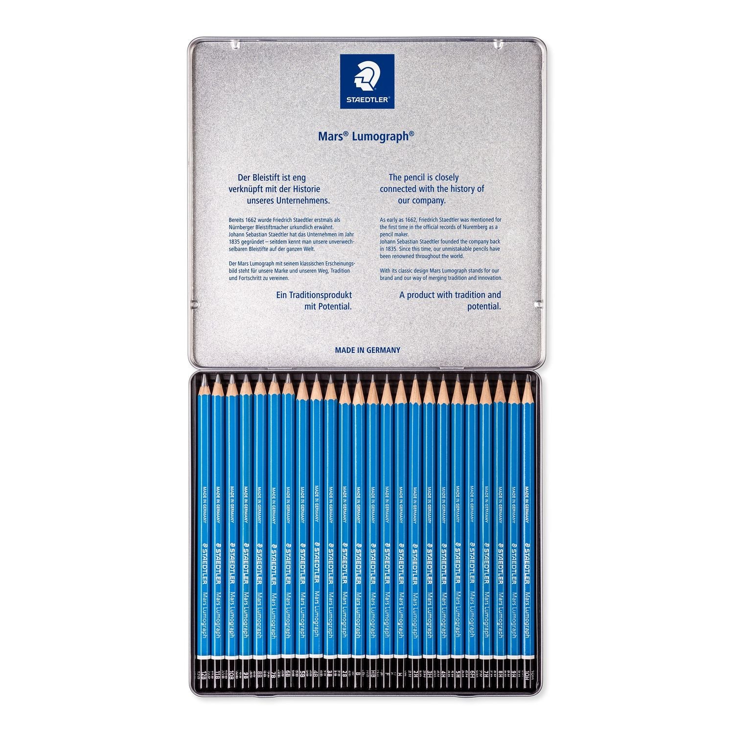 Staedtler Mars Lumograph Bleistifte, mehrere Härten, sechseckig – 24er-Set