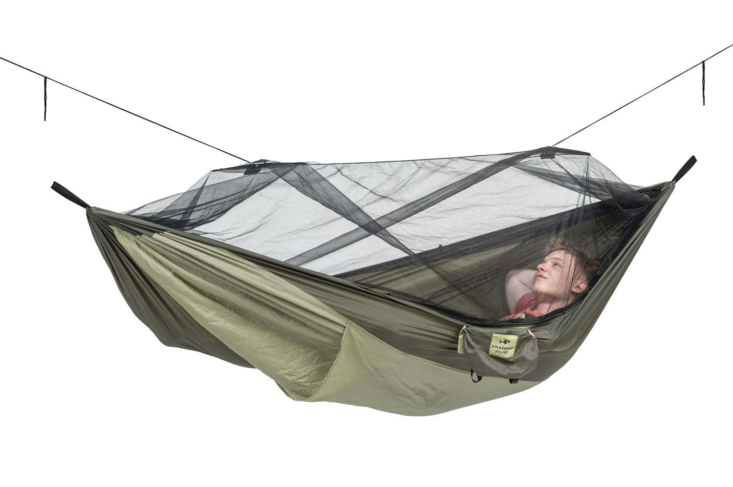 AMAZONAS Hängematte Mosk-Traveller Thermo XXL – bis 200 kg – 305 × 160 cm – khaki – Nylon Ripstop