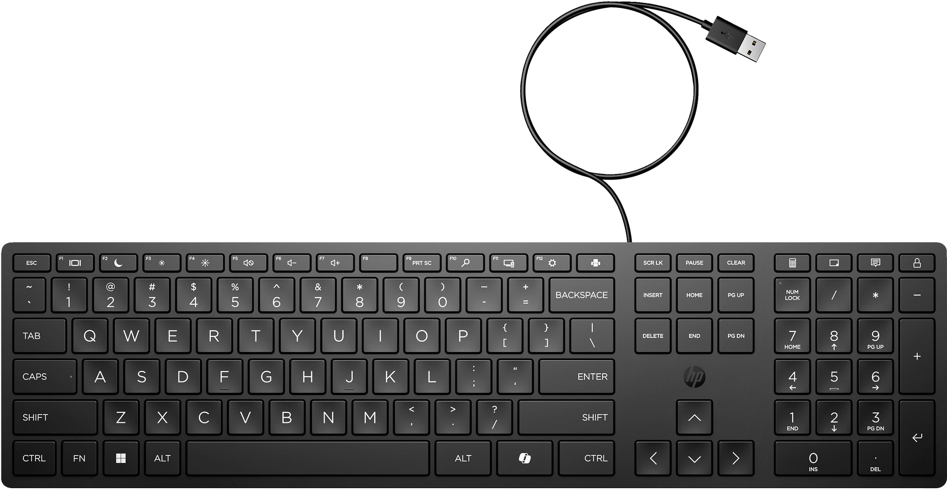 HP 320K – Tastatur – Membran, kabelgebunden, USB, Schwarz