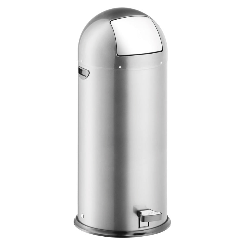 Helit Abfallcontainer the Step Dome – 52 l – mit Deckel – Edelstahl, Silber – Ø 380 × H 890 mm