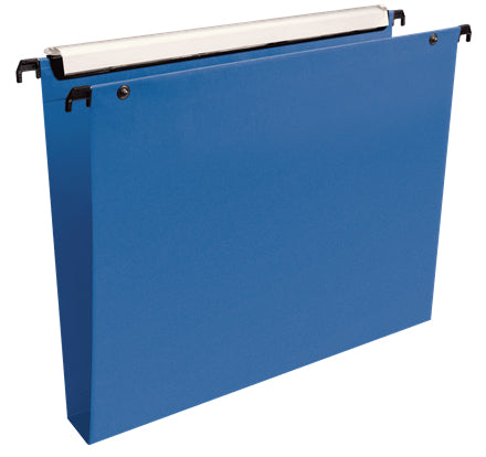 Esselte Hängemappe – für A4, Bodenbreite 30 mm, blau, Polypropylen (PP), 10 Stk., inkl. Etikettenhalter