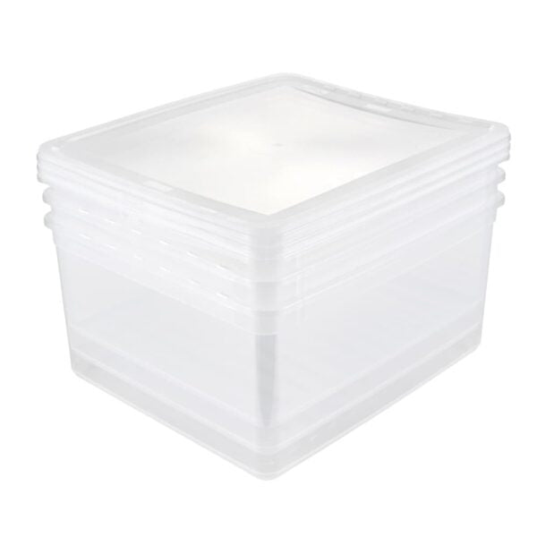 keeeper Aufbewahrungsbox 18 l (mit Deckel) – Transparent – 335 × 180 × 390 mm – Set 3 Stück