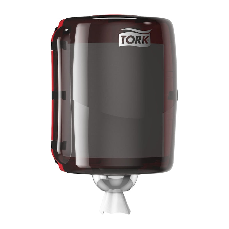 Tork Putzrollenspender Maxi Innenabroll – für W2, Kunststoff, Rot, Wandmontage, 328 × 447 × 302 mm