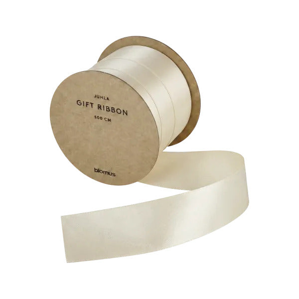 Blomus Geschenkband JUHLA M, Satin, matt, Creme, 25 mm × 5 m, 1 Stk.