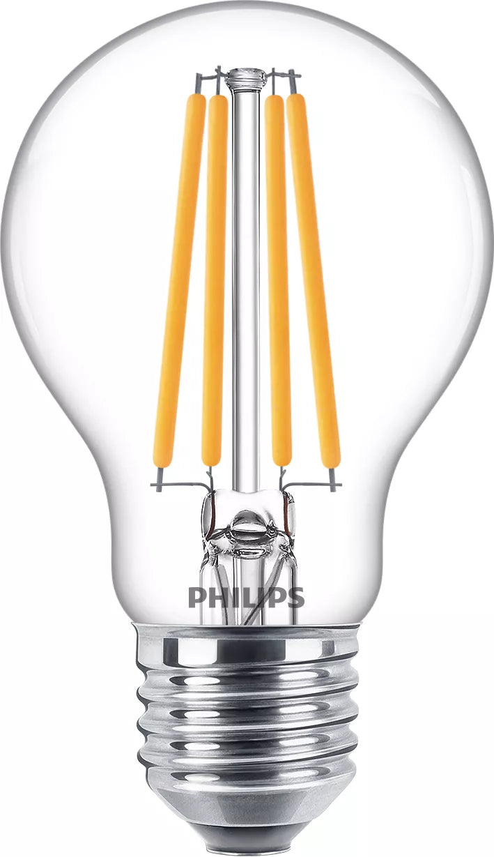 Philips by Signify Philips LED-Leuchtmittel E27 A60 – Warmweiss 2700 K, 1521 lm, 10,5 W – 1 Stk. – Transparent, Glas