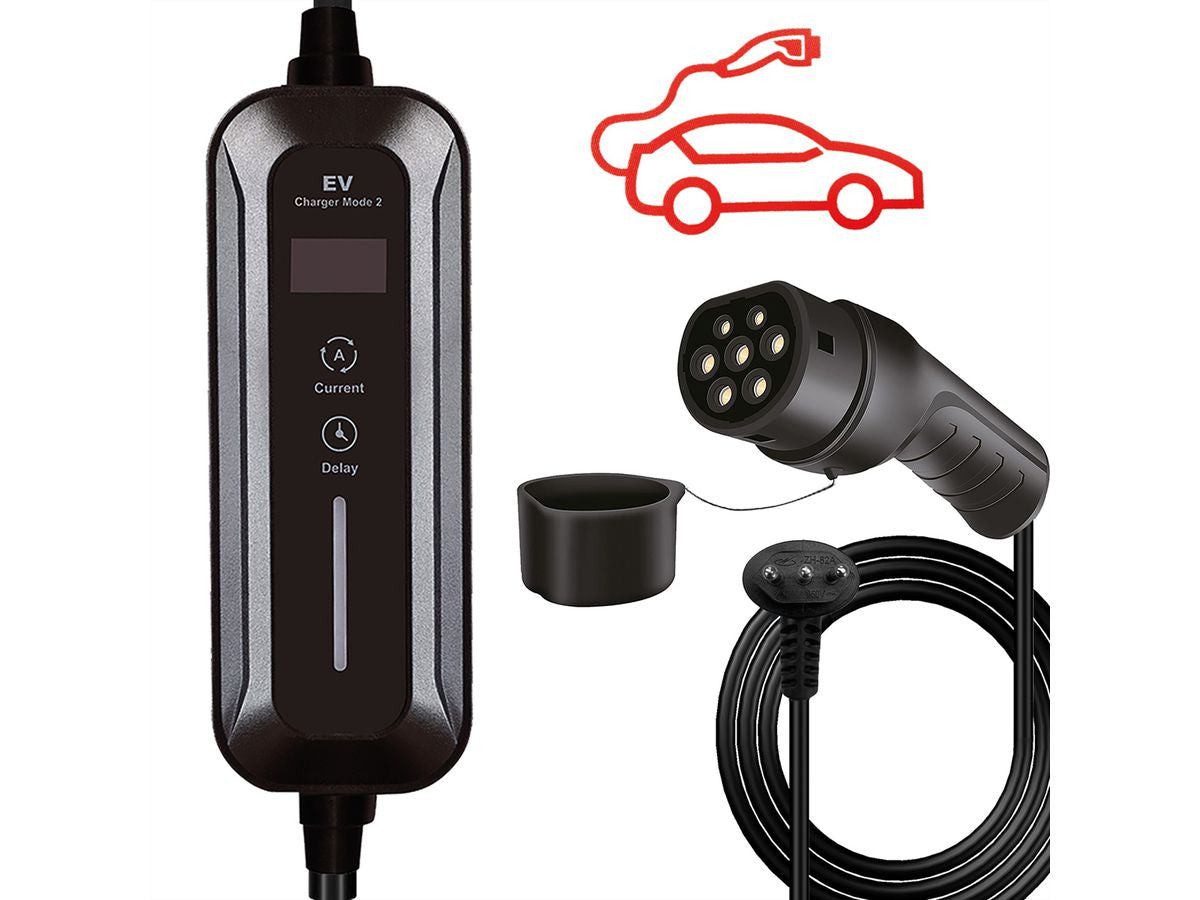 ROLINE E-Auto-Ladekabel 2300 W – Mode 2, einphasig – CEI23-50 (Typ L) & Typ 2, 3 m – für Typ-2-Fahrzeuge