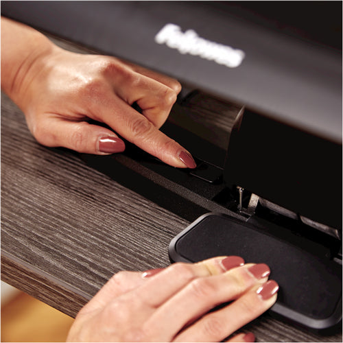 Fellowes Fussstütze Hana – 45 × 21,8 × 17,5 cm, Aluminium/Esche, schwarz