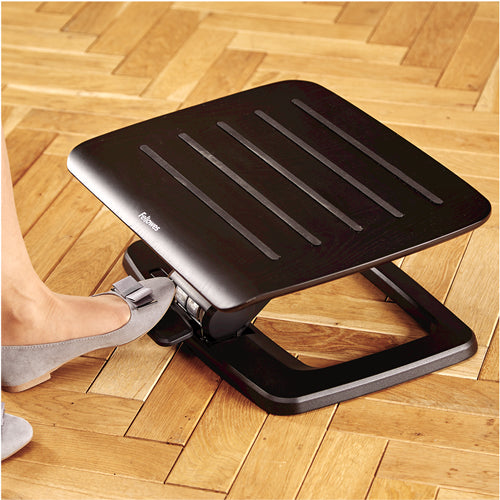 Fellowes Fussstütze Hana – 45 × 21,8 × 17,5 cm, Aluminium/Esche, schwarz