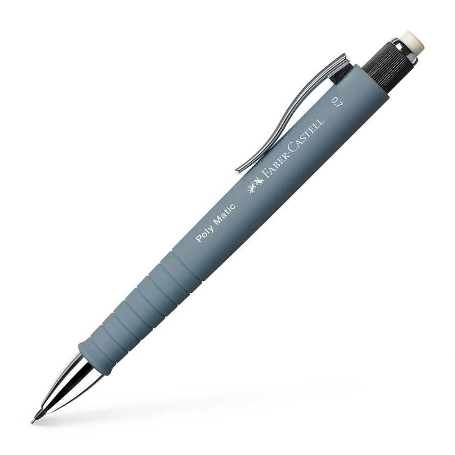 Faber-Castell PolyMatic Druckbleistift – 0,7 mm – Grau – mit Radierer