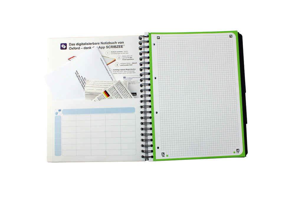 Oxford Collegeblock, Spiralbindung, 120 Blatt, 4-fach gelocht, perforiert, 90 g/m² – Taupe, für SCRIBZEE App